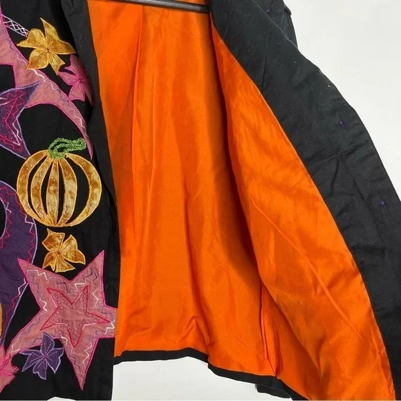 Halloween Pumpkin Hona to Be Size Small Shacket Jacket Button Down Black - Picture 4 of 6